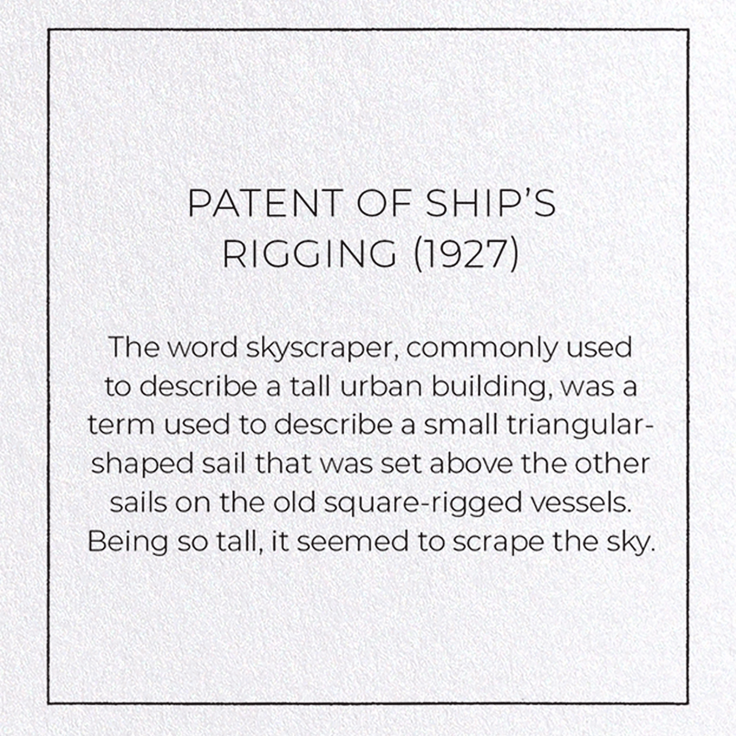 PATENT OF SHIP'S RIGGING (1927): Patent Greeting Card
