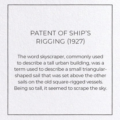 PATENT OF SHIP'S RIGGING (1927): Patent Greeting Card