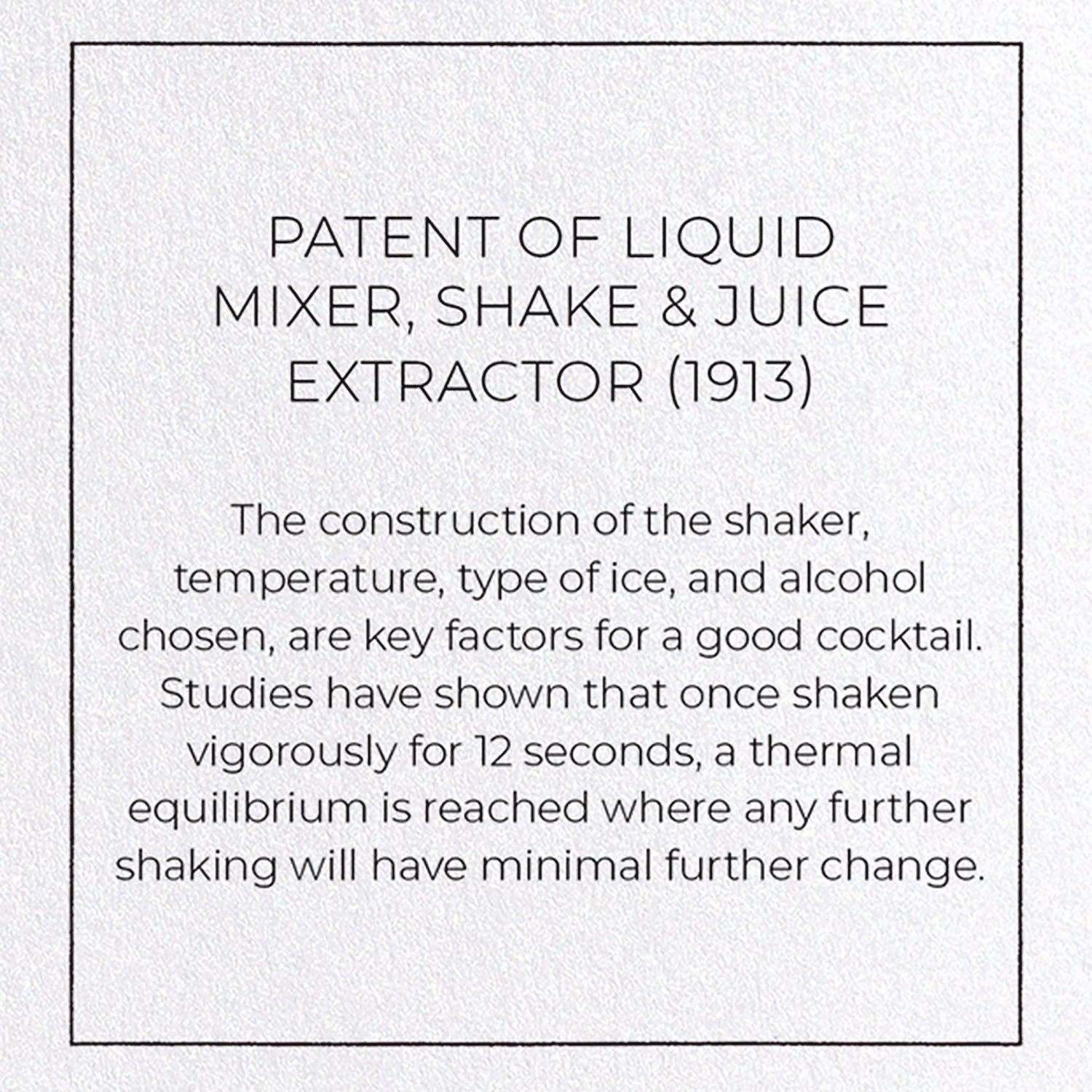 PATENT OF LIQUID MIXER, SHAKE & JUICE EXTRACTOR (1913): Patent Greeting Card