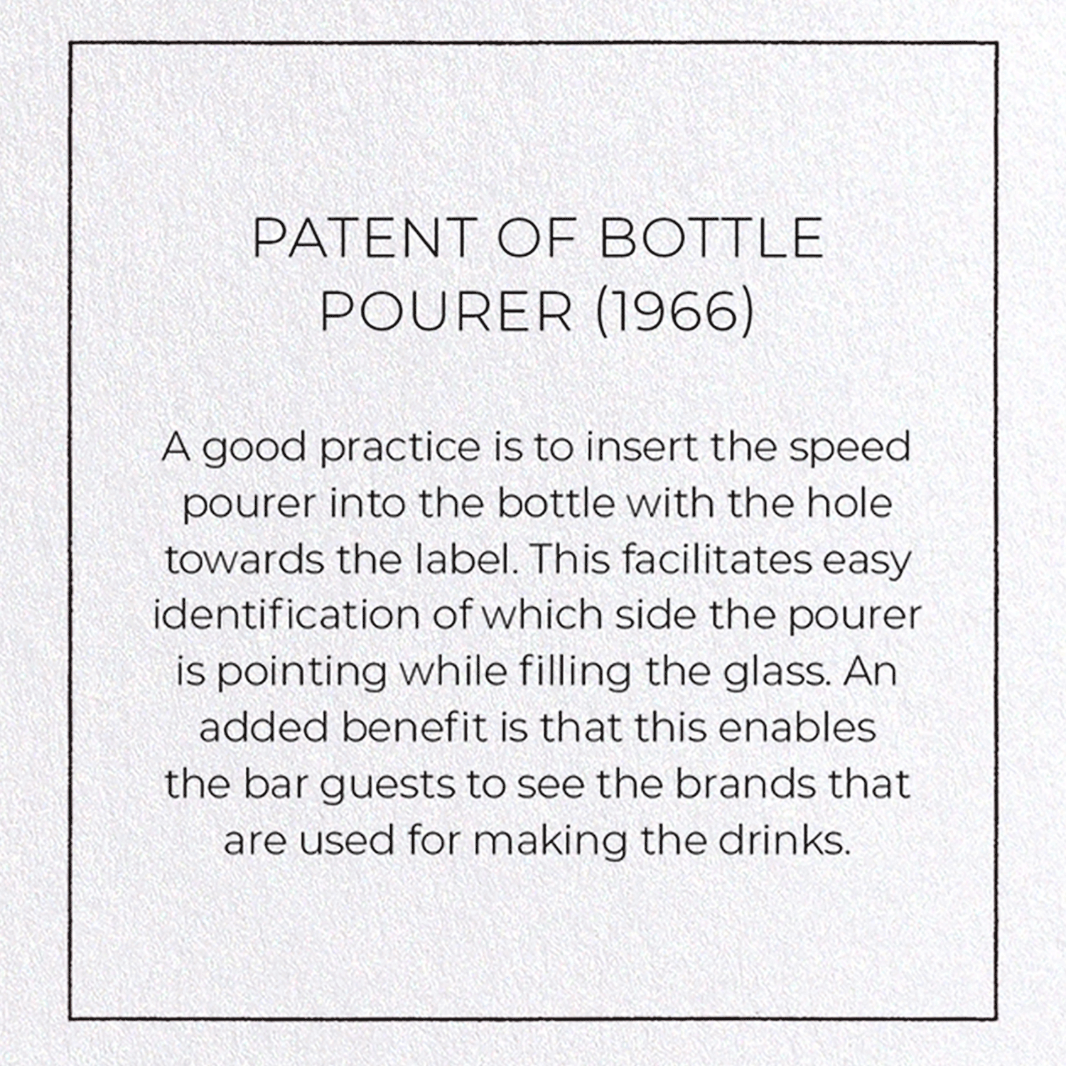 PATENT OF BOTTLE POURER (1966): Patent Greeting Card
