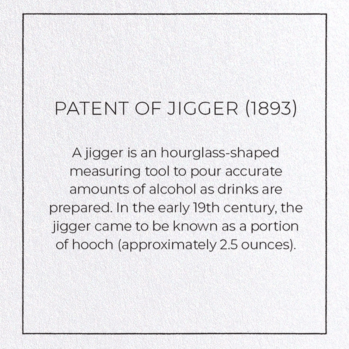 PATENT OF JIGGER (1893): Patent Greeting Card