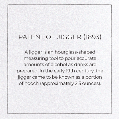 PATENT OF JIGGER (1893): Patent Greeting Card
