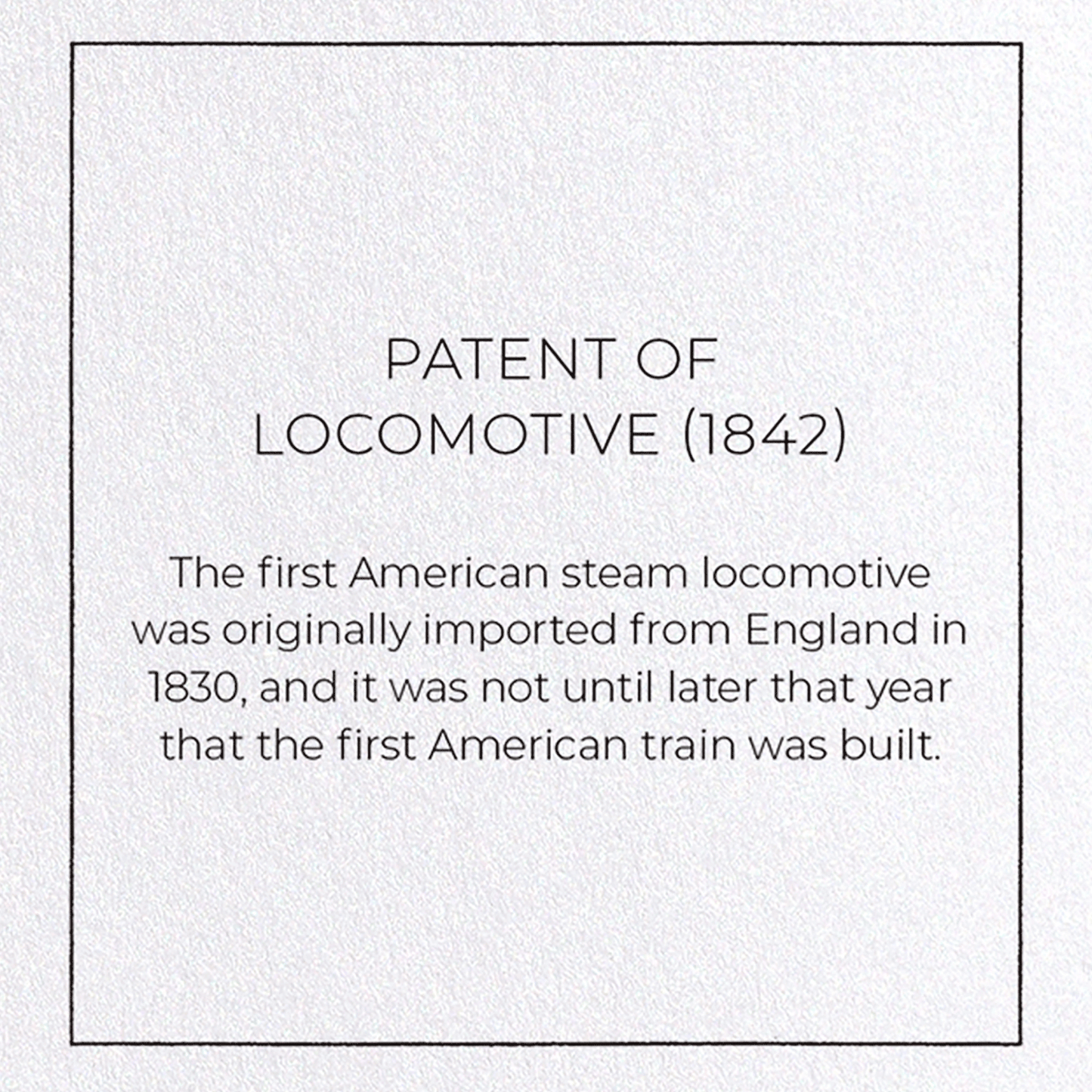PATENT OF LOCOMOTIVE (1842): Patent Greeting Card