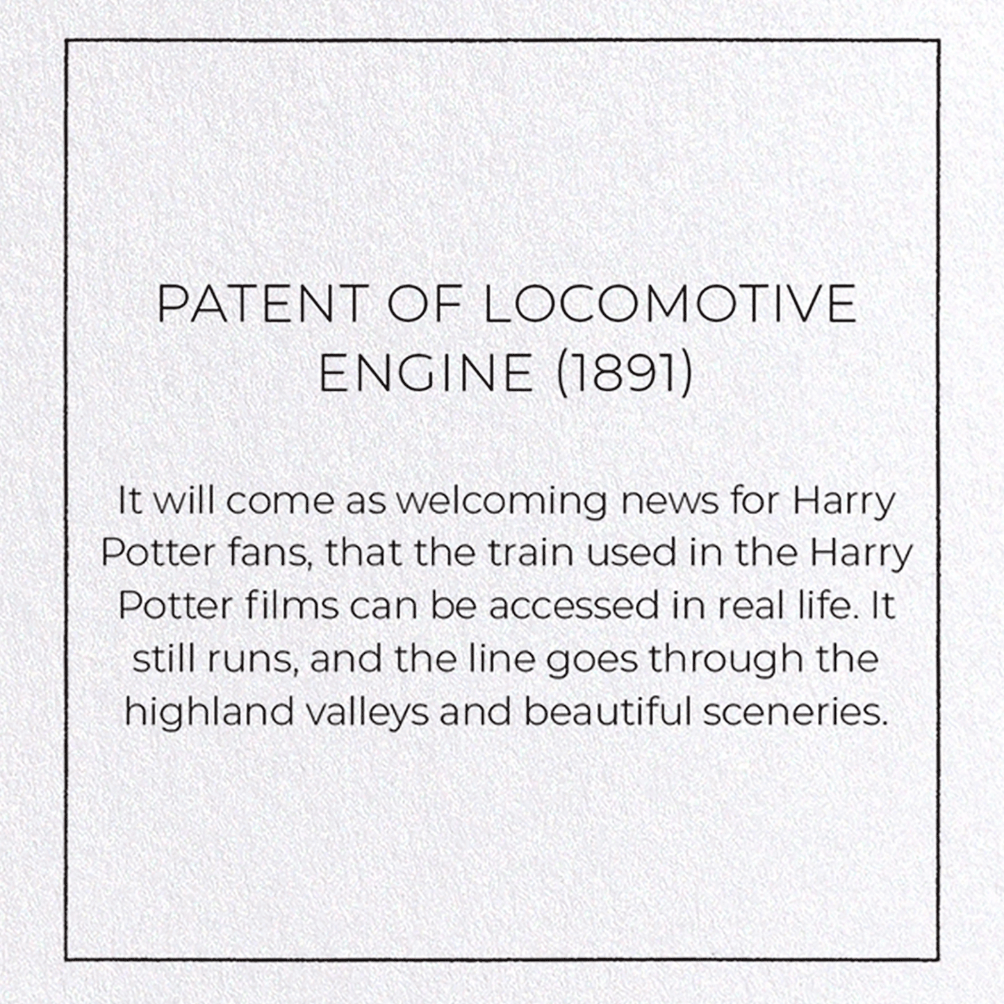 PATENT OF LOCOMOTIVE ENGINE (1891): Patent Greeting Card