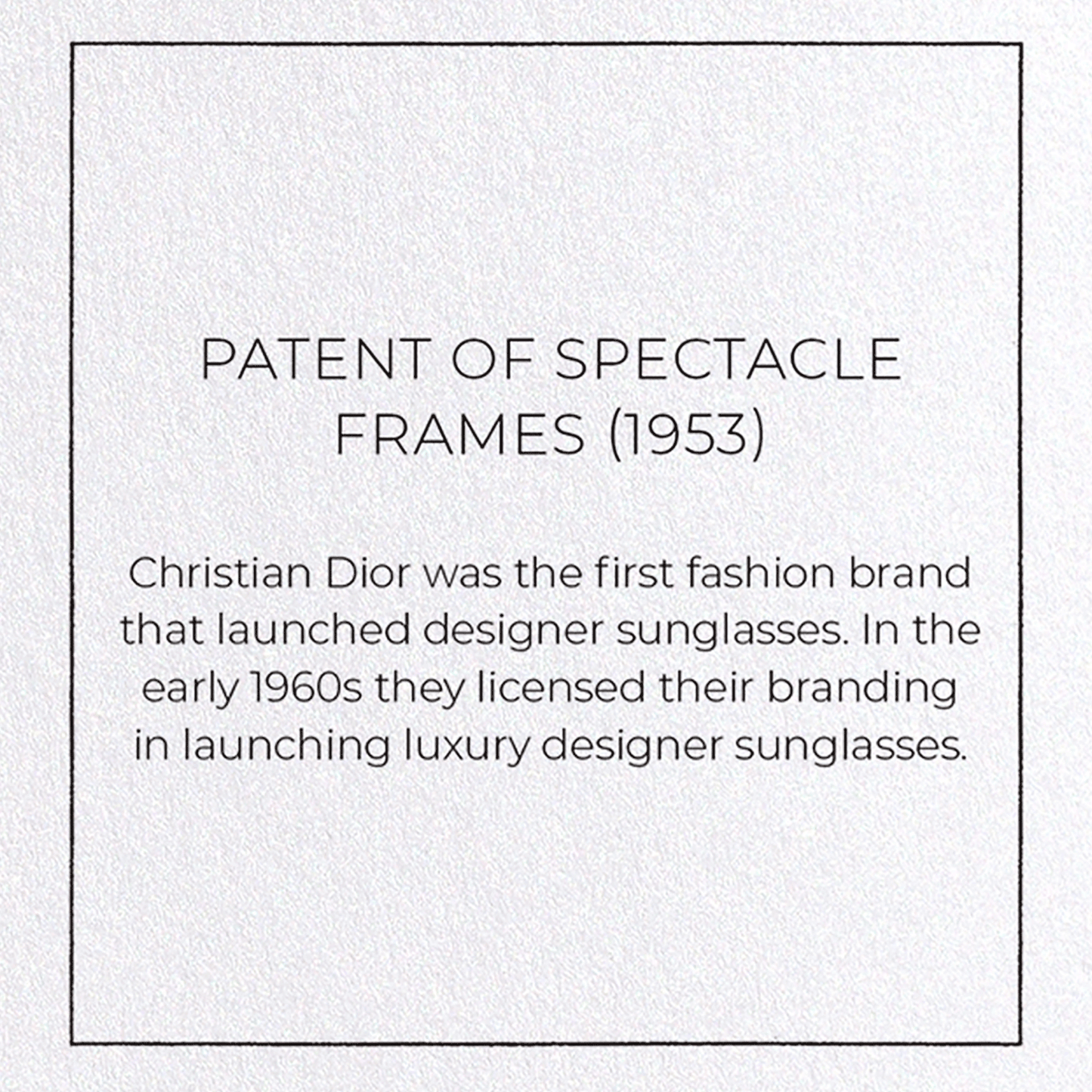 PATENT OF SPECTACLE FRAMES (1953): Patent Greeting Card