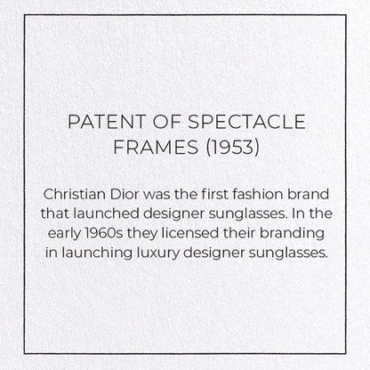 PATENT OF SPECTACLE FRAMES (1953): Patent Greeting Card