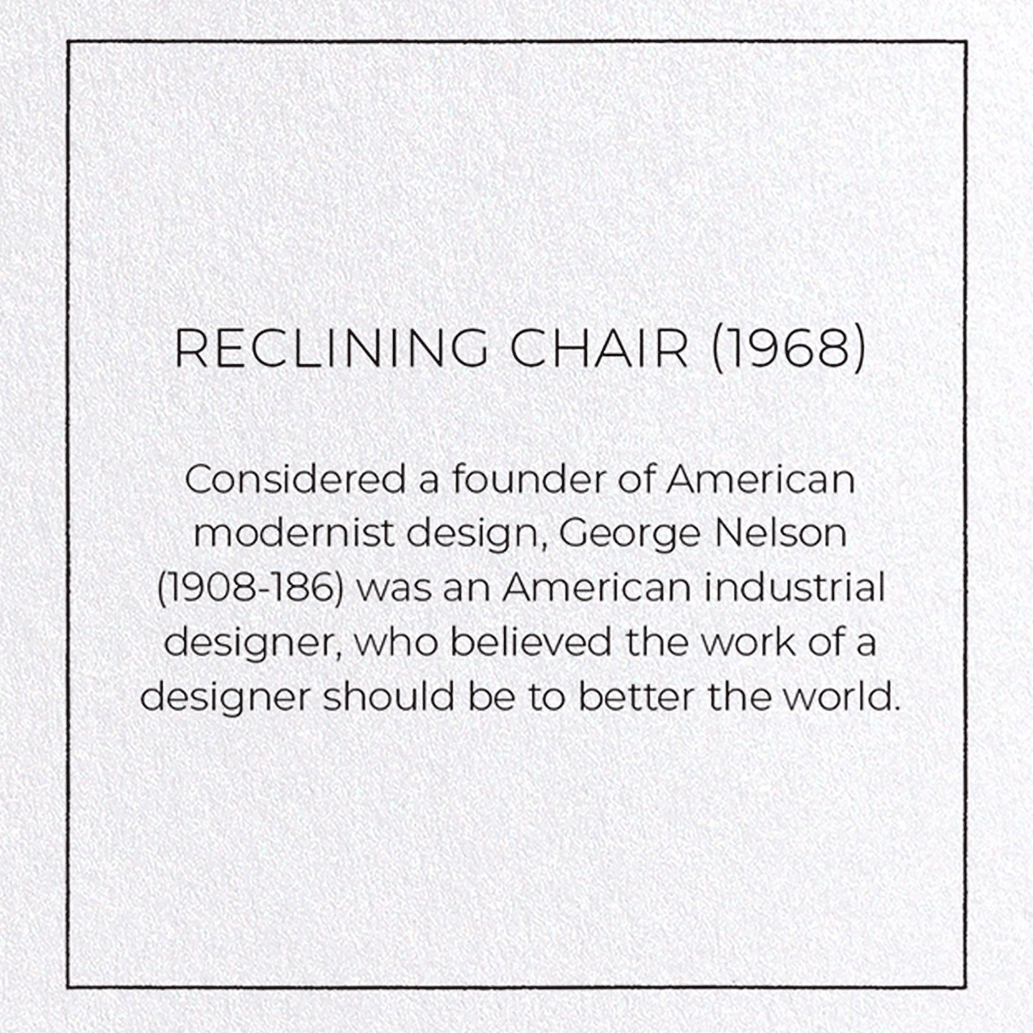 RECLINING CHAIR (1968): Patent Greeting Card