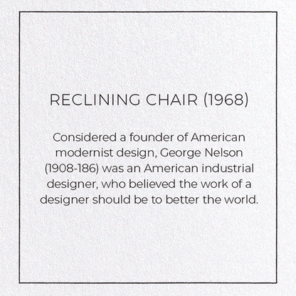 RECLINING CHAIR (1968): Patent Greeting Card
