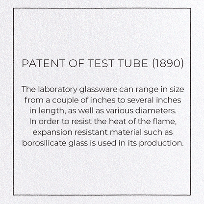 PATENT OF TEST TUBE (1890): Patent Greeting Card