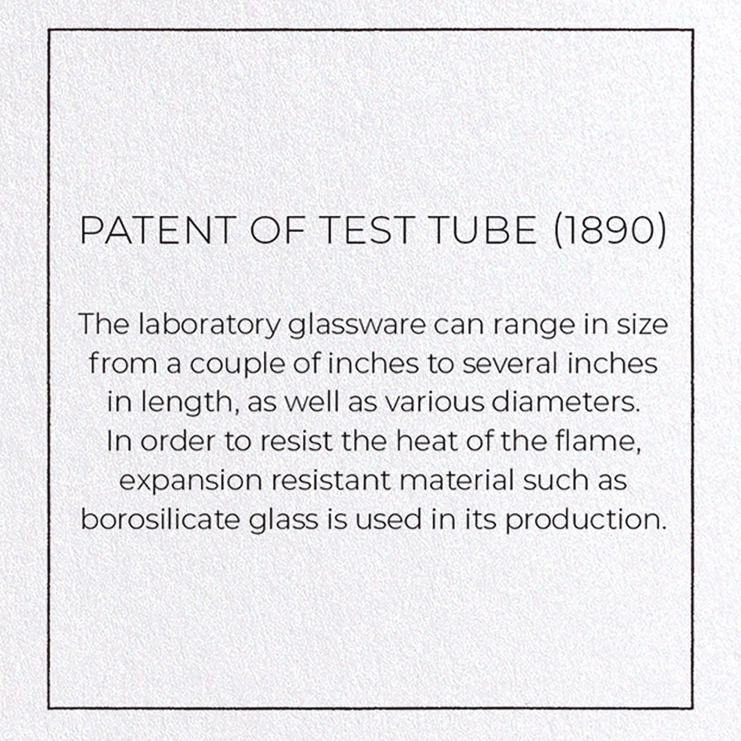 PATENT OF TEST TUBE (1890): Patent Greeting Card
