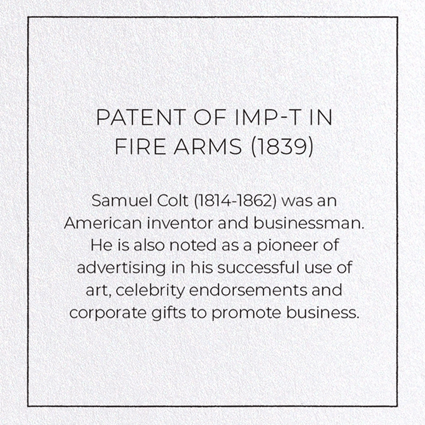 PATENT OF IMP-T IN FIRE ARMS (1839): Patent Greeting Card