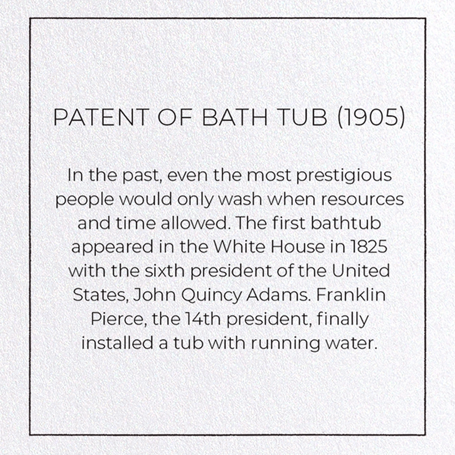 PATENT OF BATH TUB (1905): Patent Greeting Card