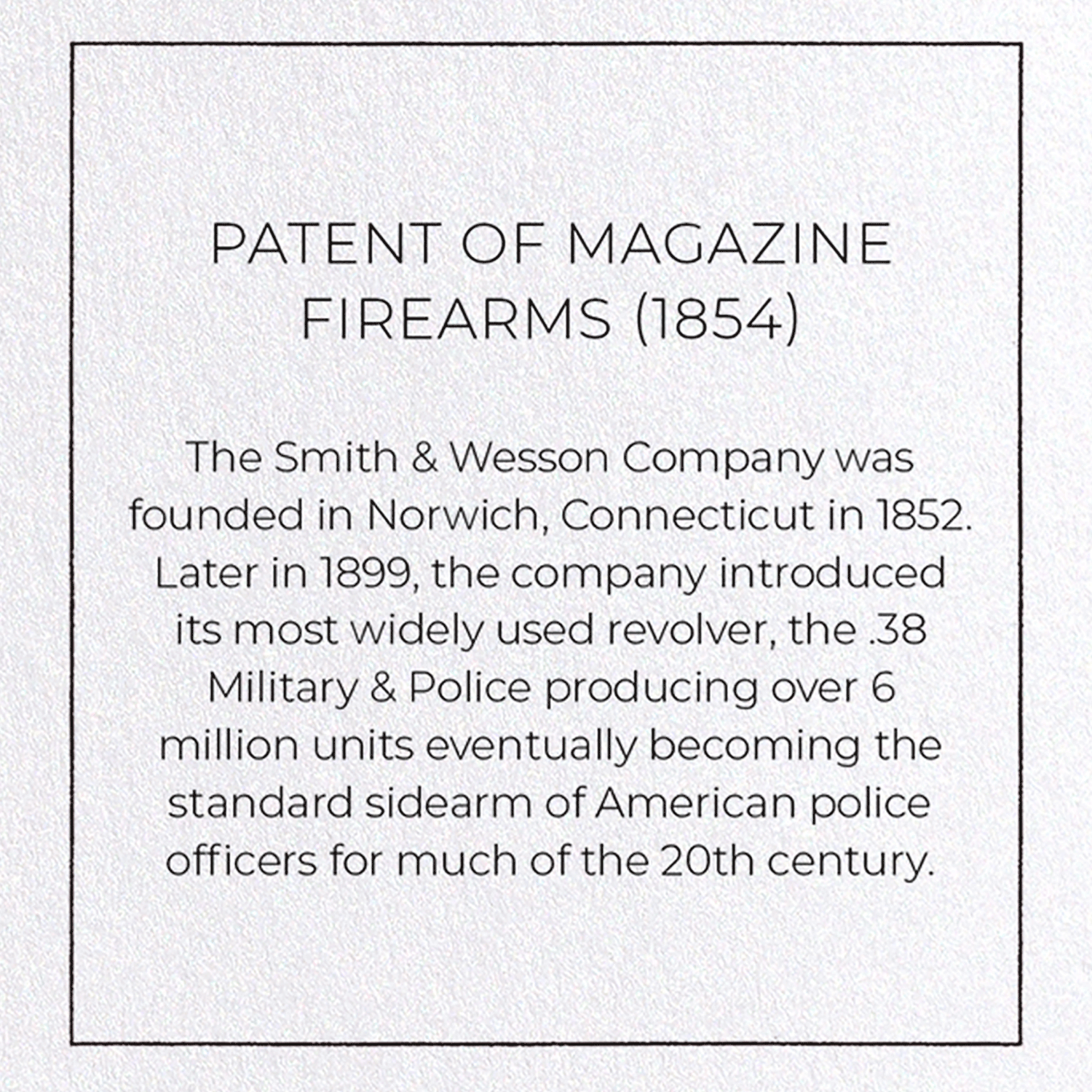 PATENT OF MAGAZINE FIREARMS (1854): Patent Greeting Card