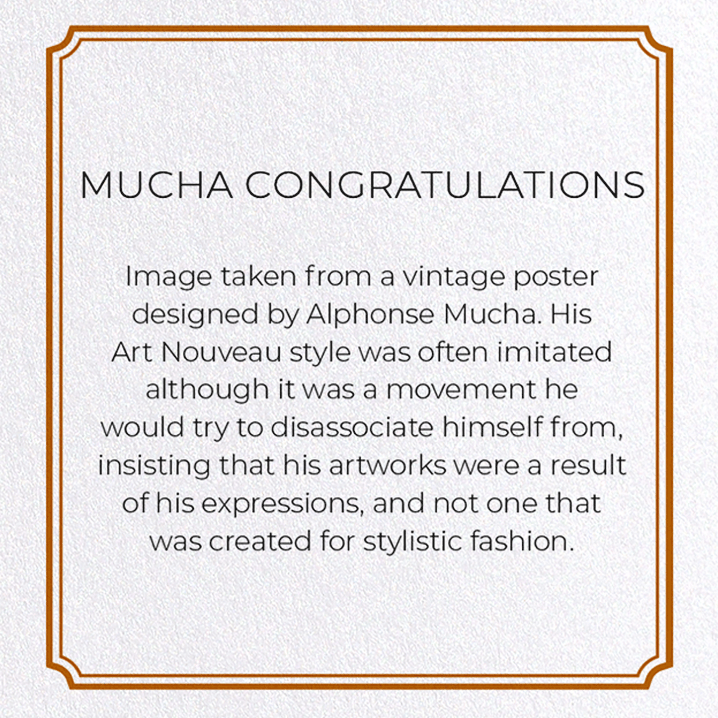MUCHA CONGRATULATIONS: Vintage Greeting Card