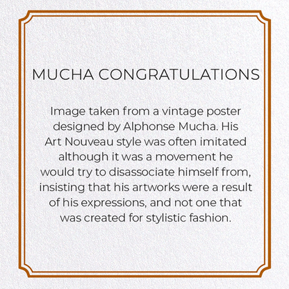 MUCHA CONGRATULATIONS: Vintage Greeting Card