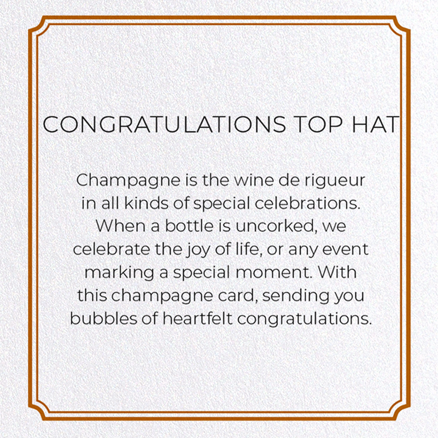 CONGRATULATIONS TOP HAT: Vintage Greeting Card