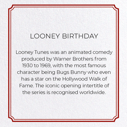 LOONEY BIRTHDAY: Vintage Greeting Card
