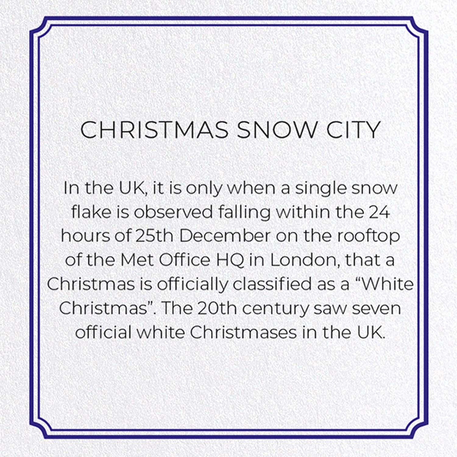 CHRISTMAS SNOW CITY: Modern deco Greeting Card