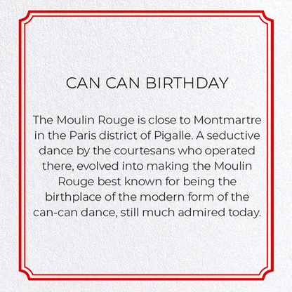 CAN CAN BIRTHDAY: Vintage Greeting Card