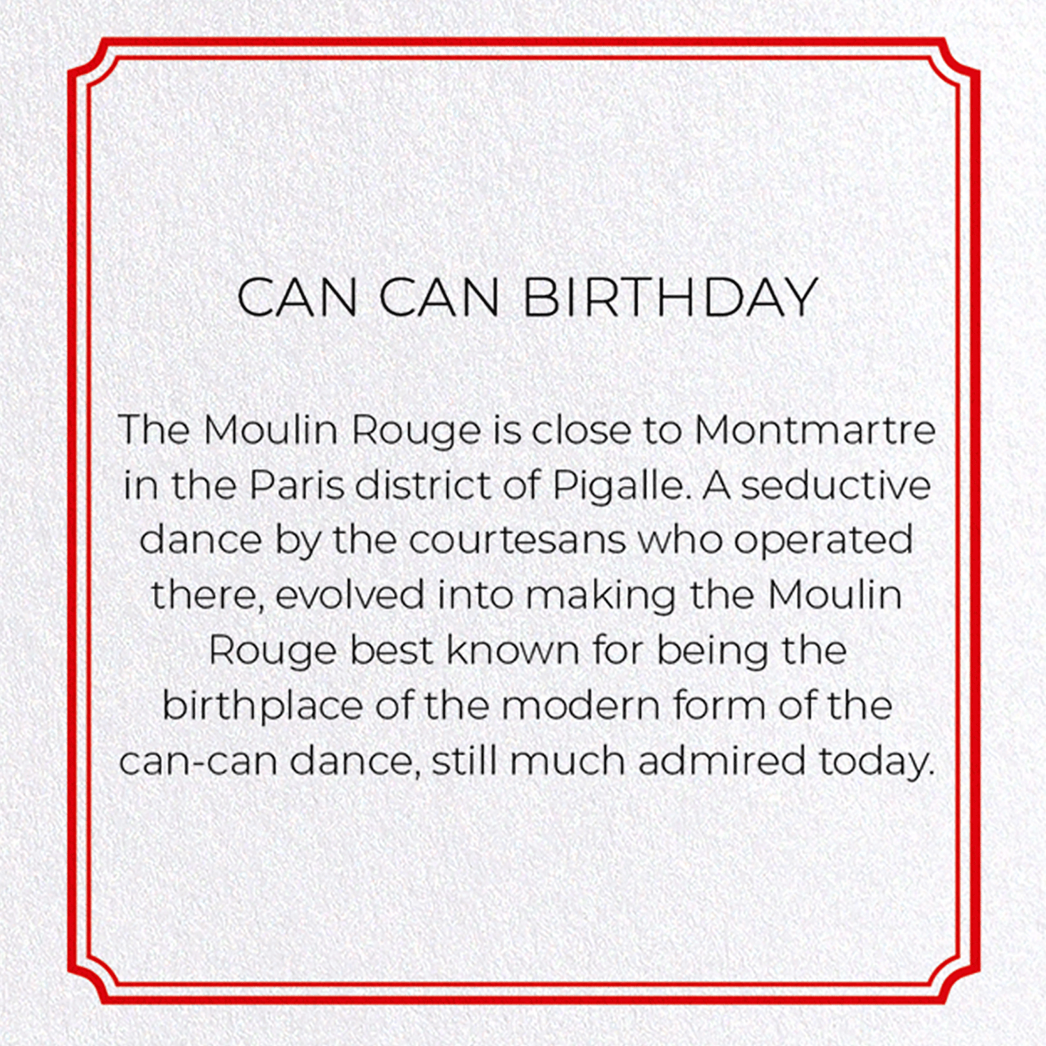 CAN CAN BIRTHDAY: Vintage Greeting Card