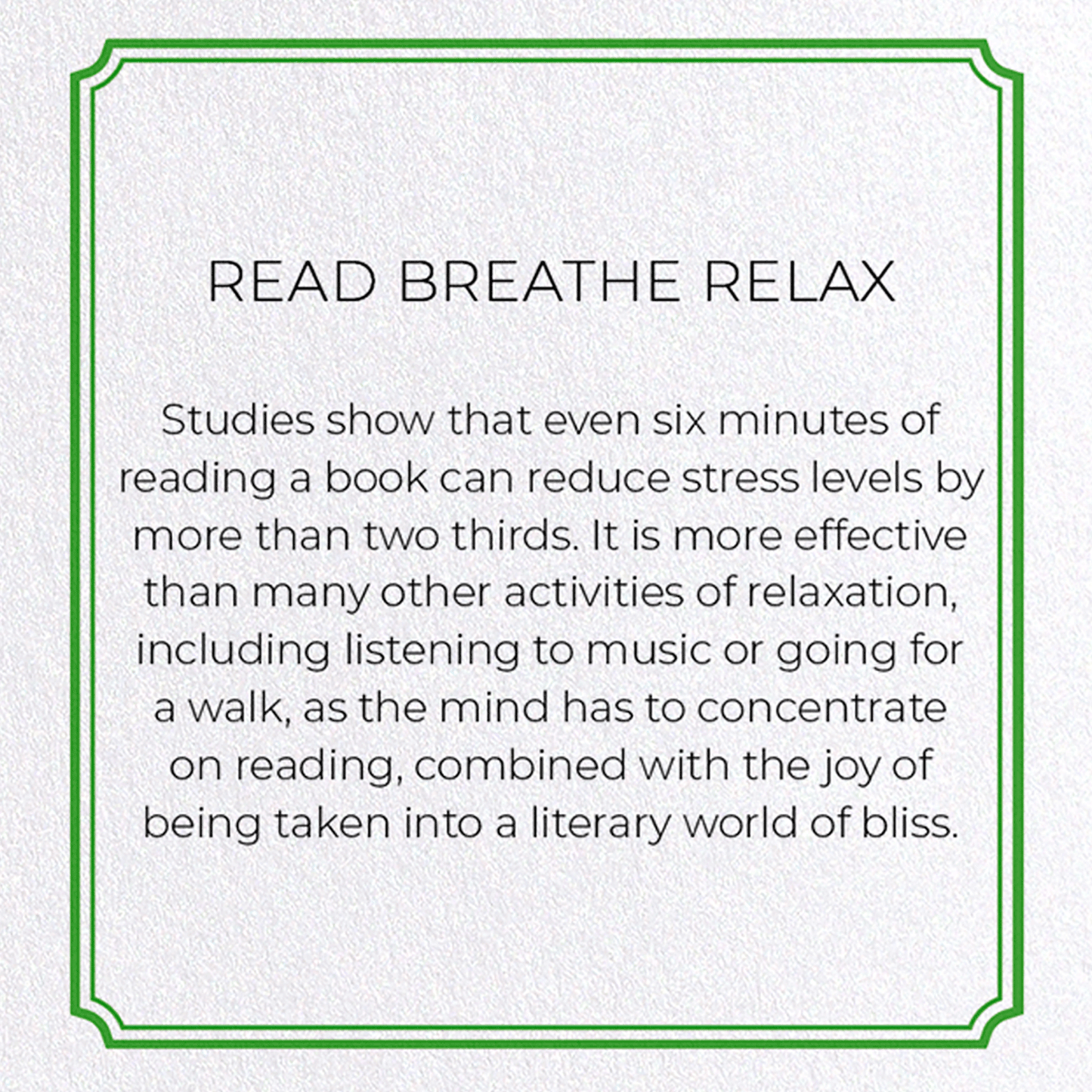 READ BREATHE RELAX: Modern deco Greeting Card