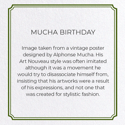 MUCHA BIRTHDAY: Vintage Greeting Card