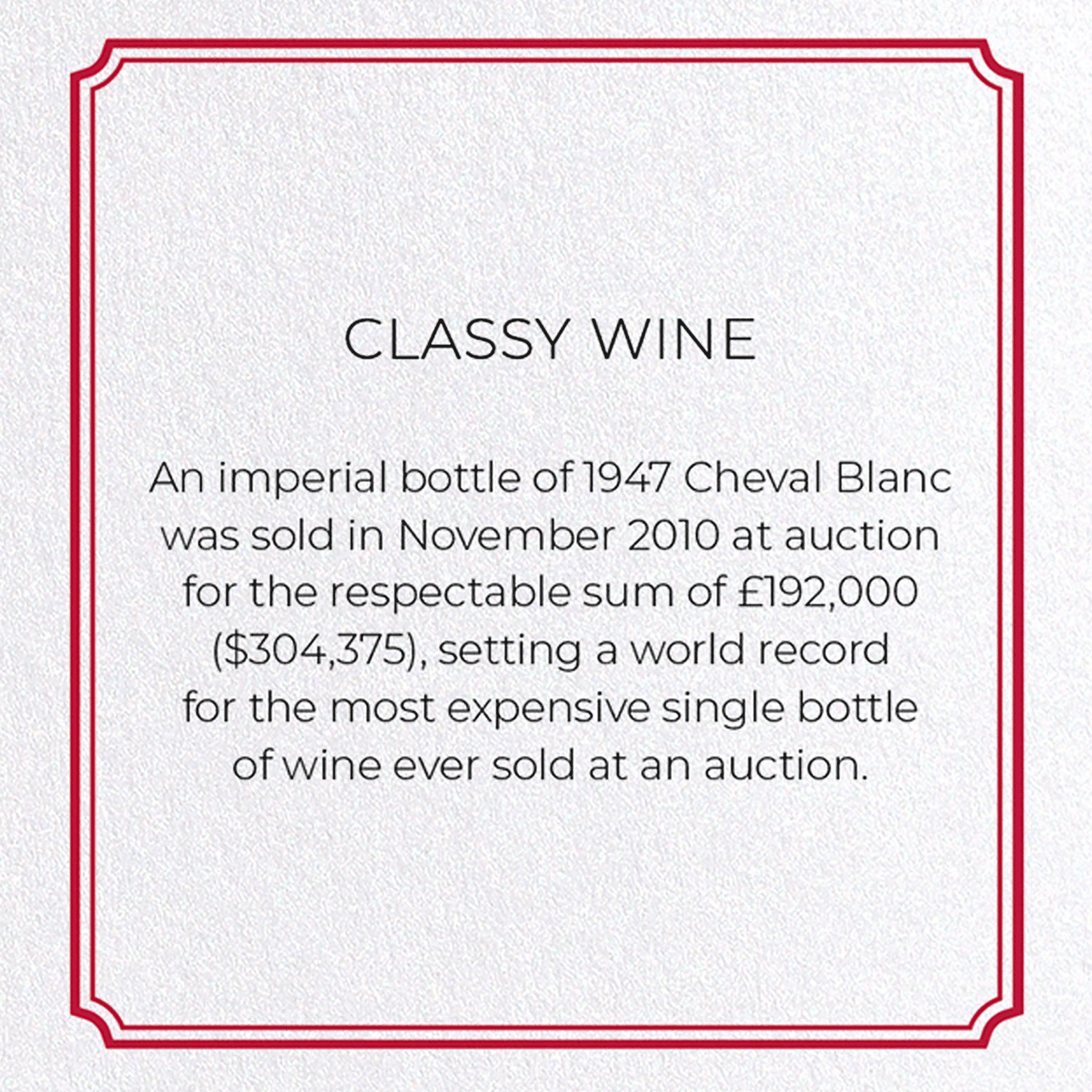 CLASSY WINE: Vintage Greeting Card