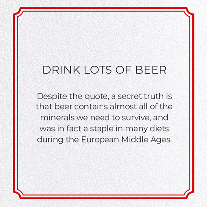 DRINK LOTS OF BEER: Vintage Greeting Card