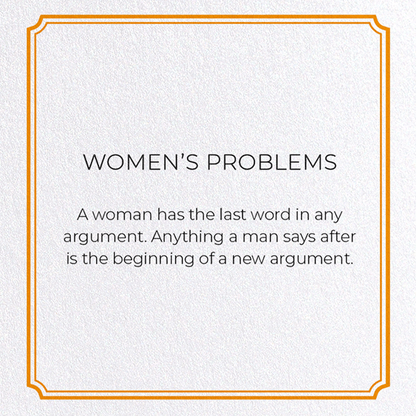 WOMEN'S PROBLEMS: Vintage Greeting Card