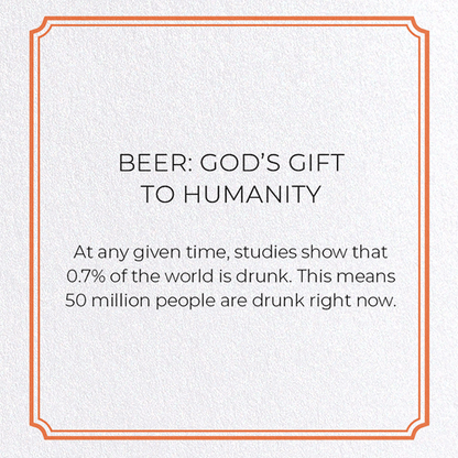 BEER: GOD'S GIFT TO HUMANITY: Vintage Greeting Card