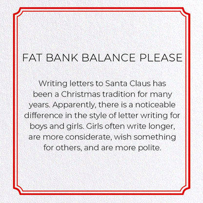 FAT BANK BALANCE PLEASE: Vintage Greeting Card