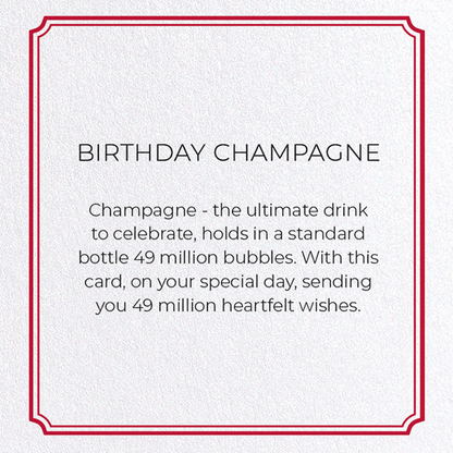 BIRTHDAY CHAMPAGNE: Vintage Greeting Card