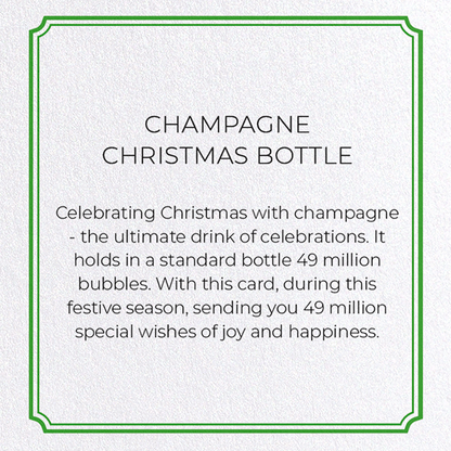 CHAMPAGNE CHRISTMAS BOTTLE: Vintage Greeting Card