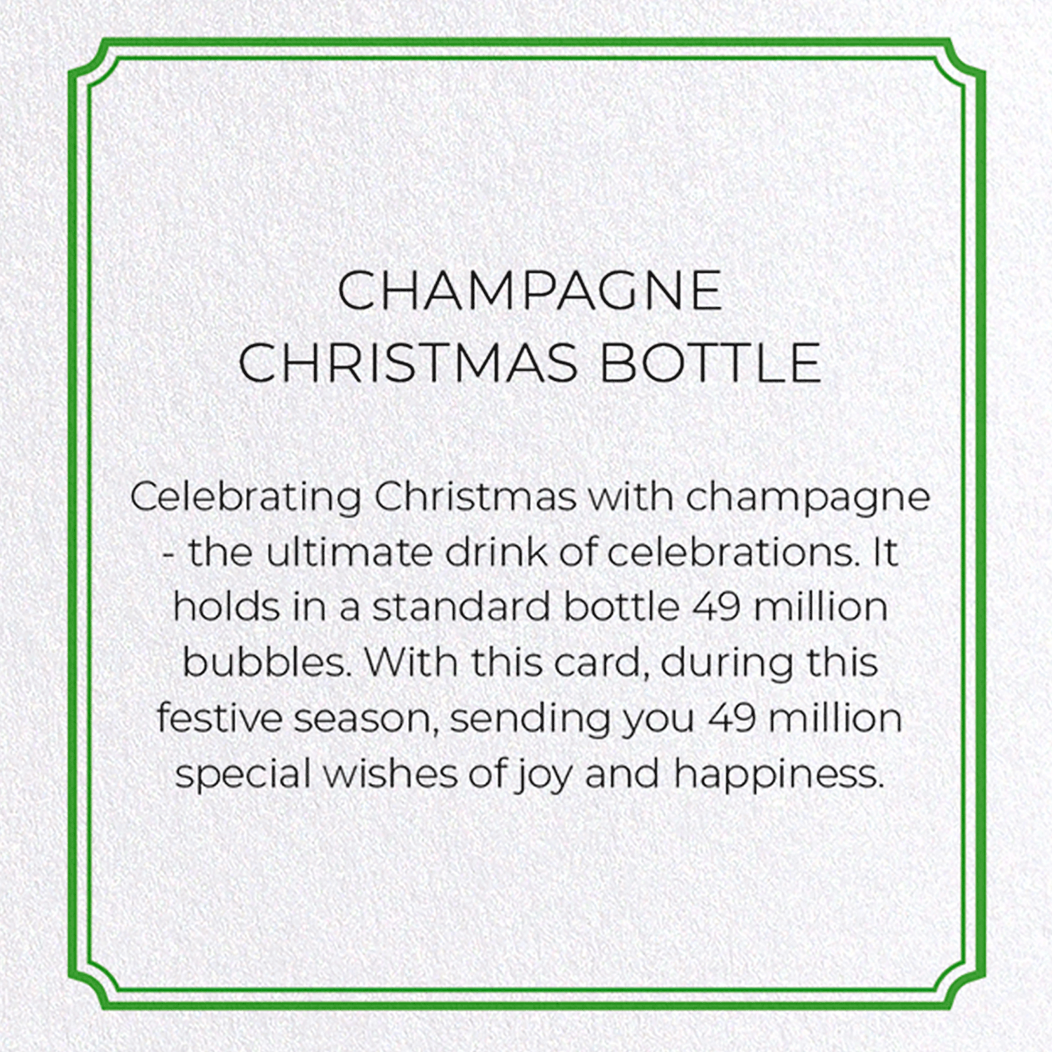 CHAMPAGNE CHRISTMAS BOTTLE: Vintage Greeting Card