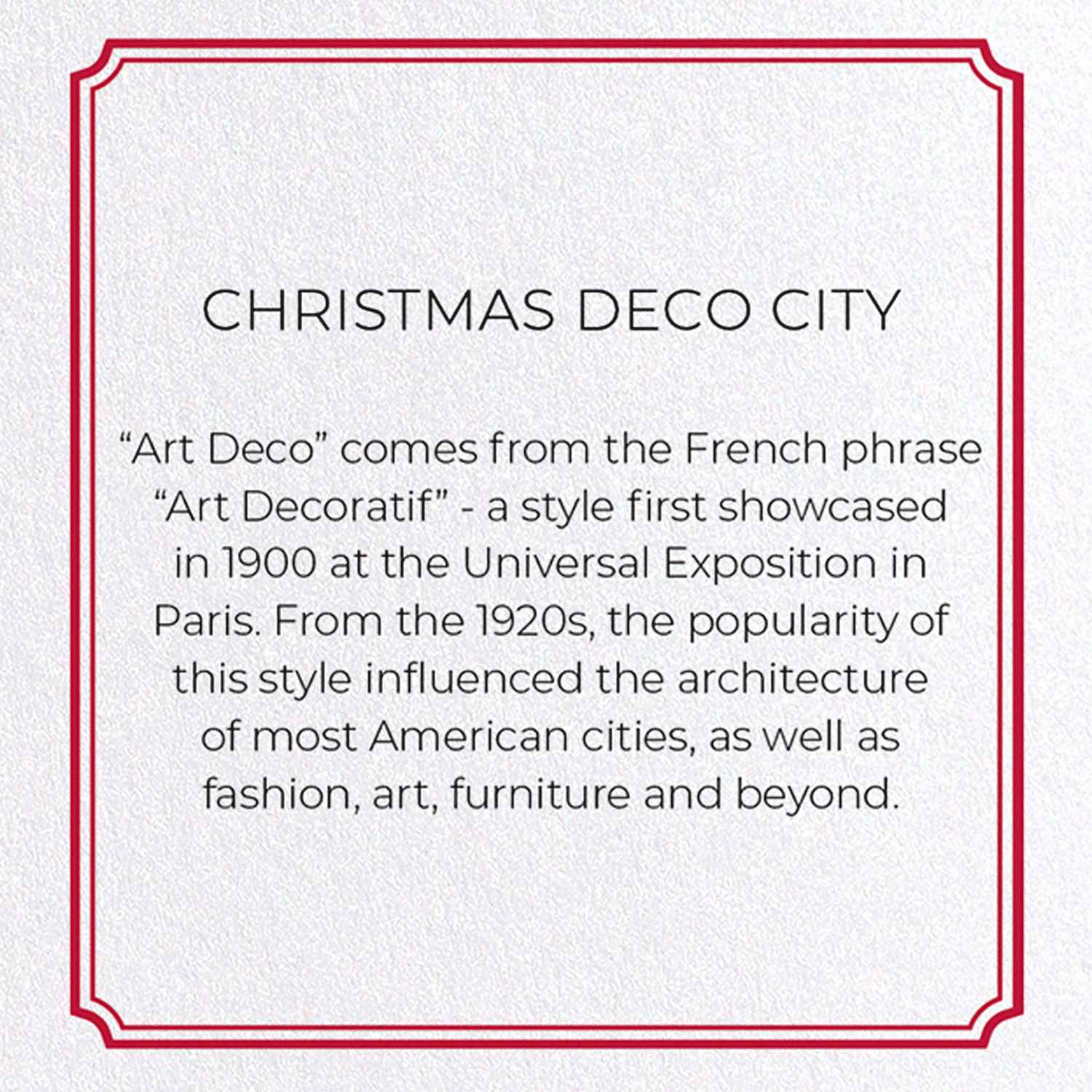 CHRISTMAS DECO CITY: Modern deco Greeting Card