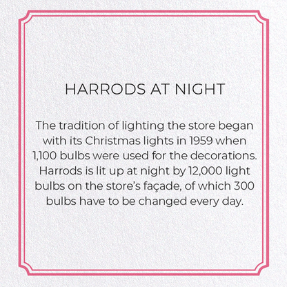 HARRODS AT NIGHT: Modern deco Greeting Card