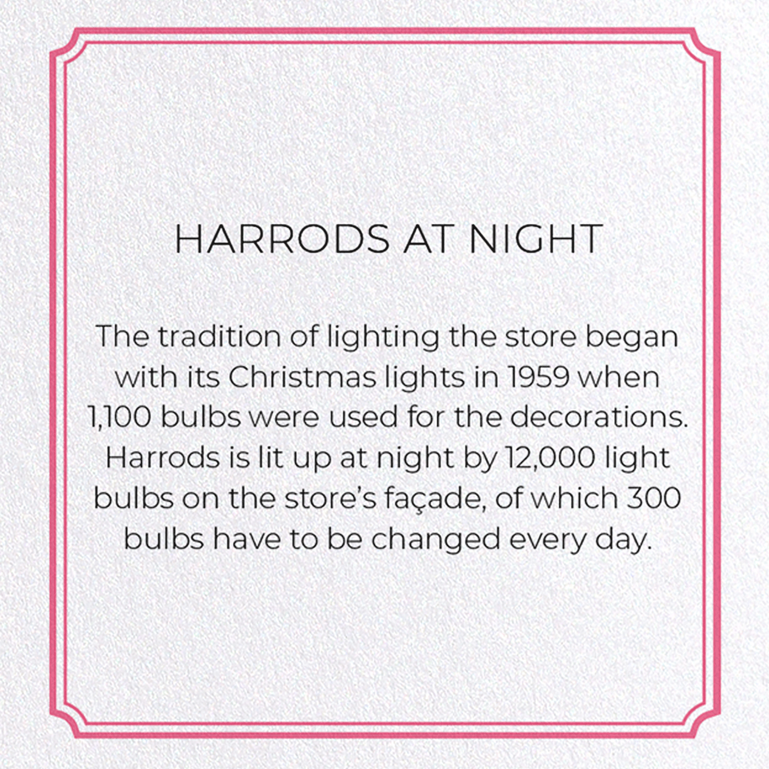 HARRODS AT NIGHT: Modern deco Greeting Card