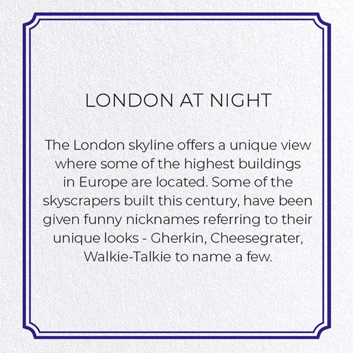 LONDON AT NIGHT: Modern deco Greeting Card