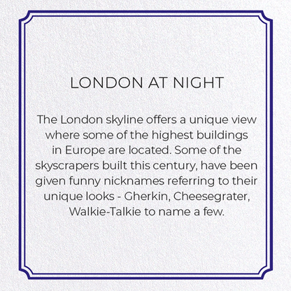 LONDON AT NIGHT: Modern deco Greeting Card