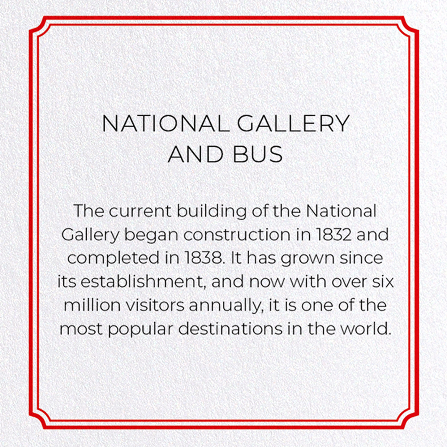 NATIONAL GALLERY AND BUS: Modern deco Greeting Card