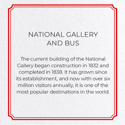 NATIONAL GALLERY AND BUS: Modern deco Greeting Card