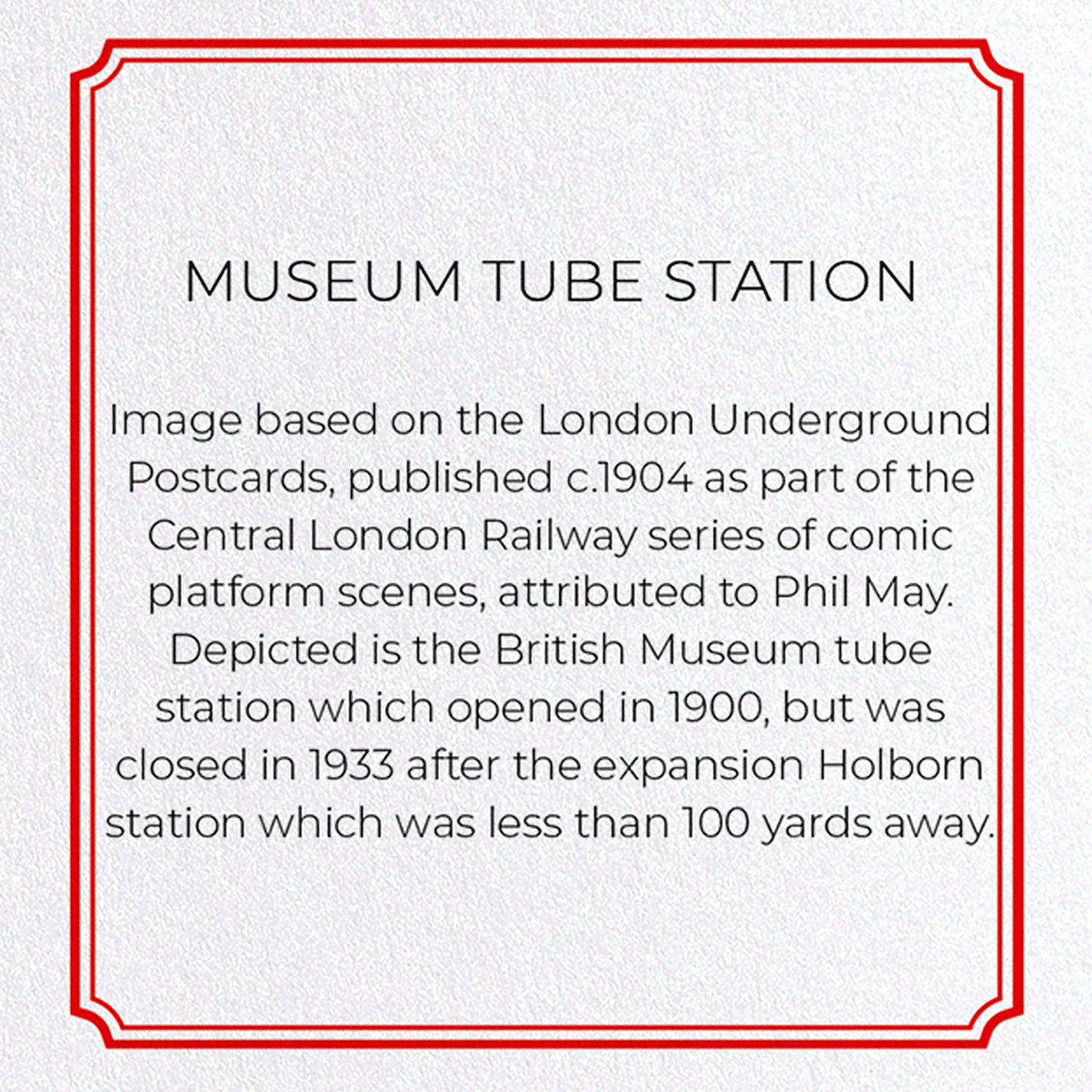 MUSEUM TUBE STATION: Modern deco Greeting Card