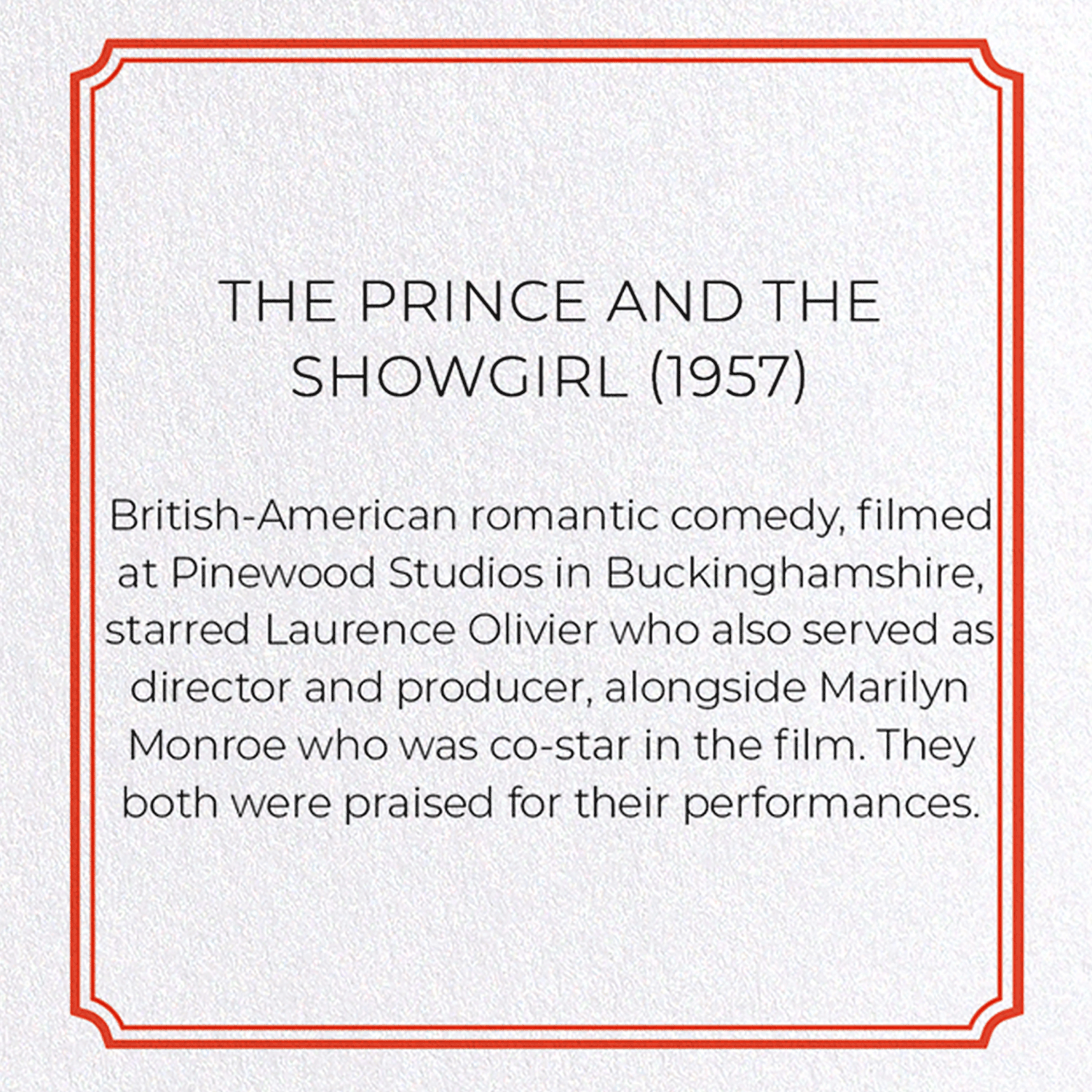 THE PRINCE AND THE SHOWGIRL (1957): Poster Greeting Card