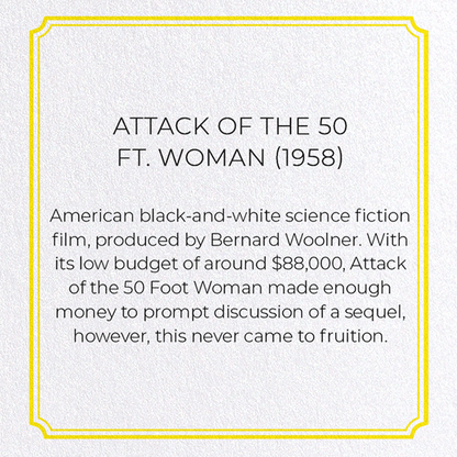 ATTACK OF THE 50 FT. WOMAN (1958): Poster Greeting Card
