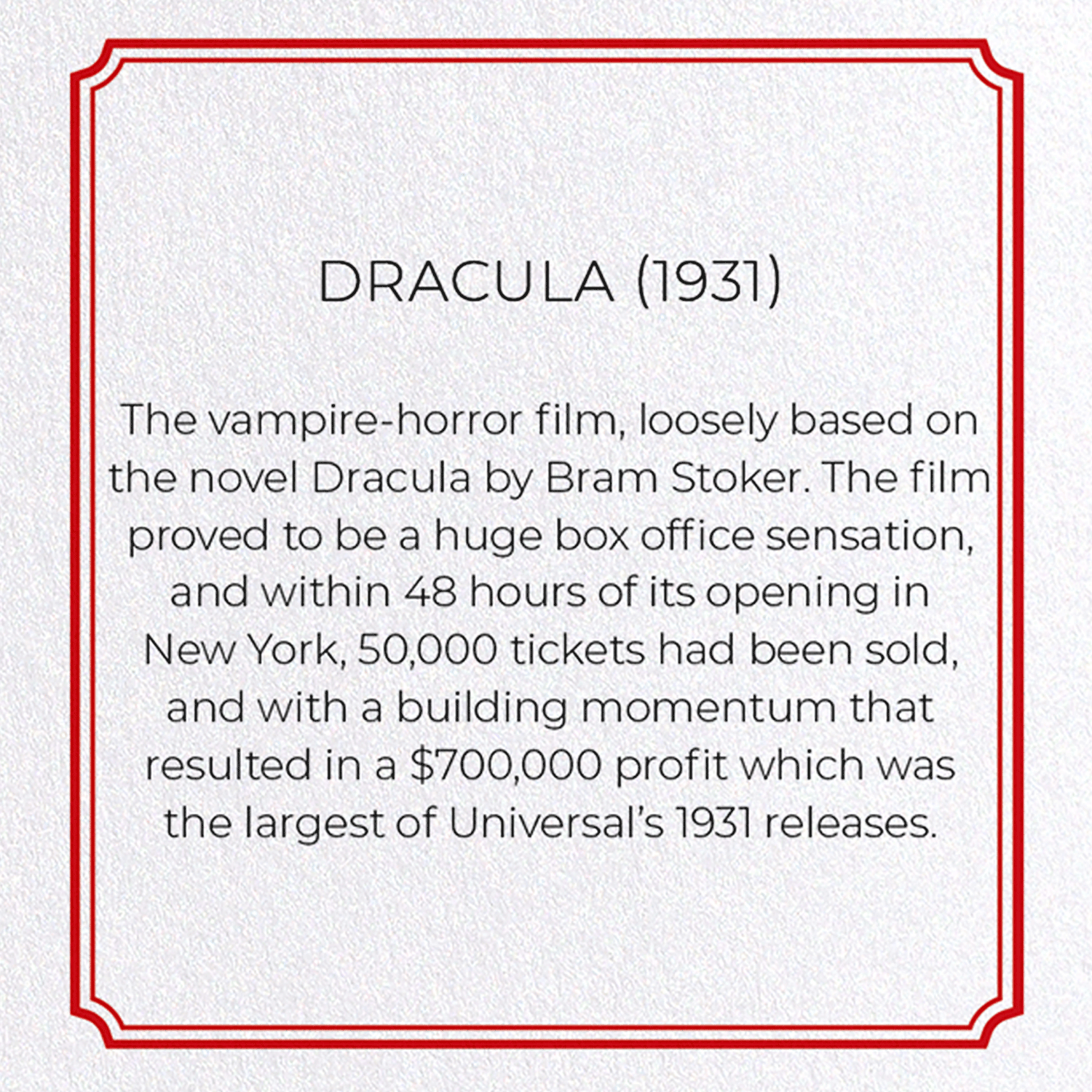 DRACULA (1931): Poster Greeting Card