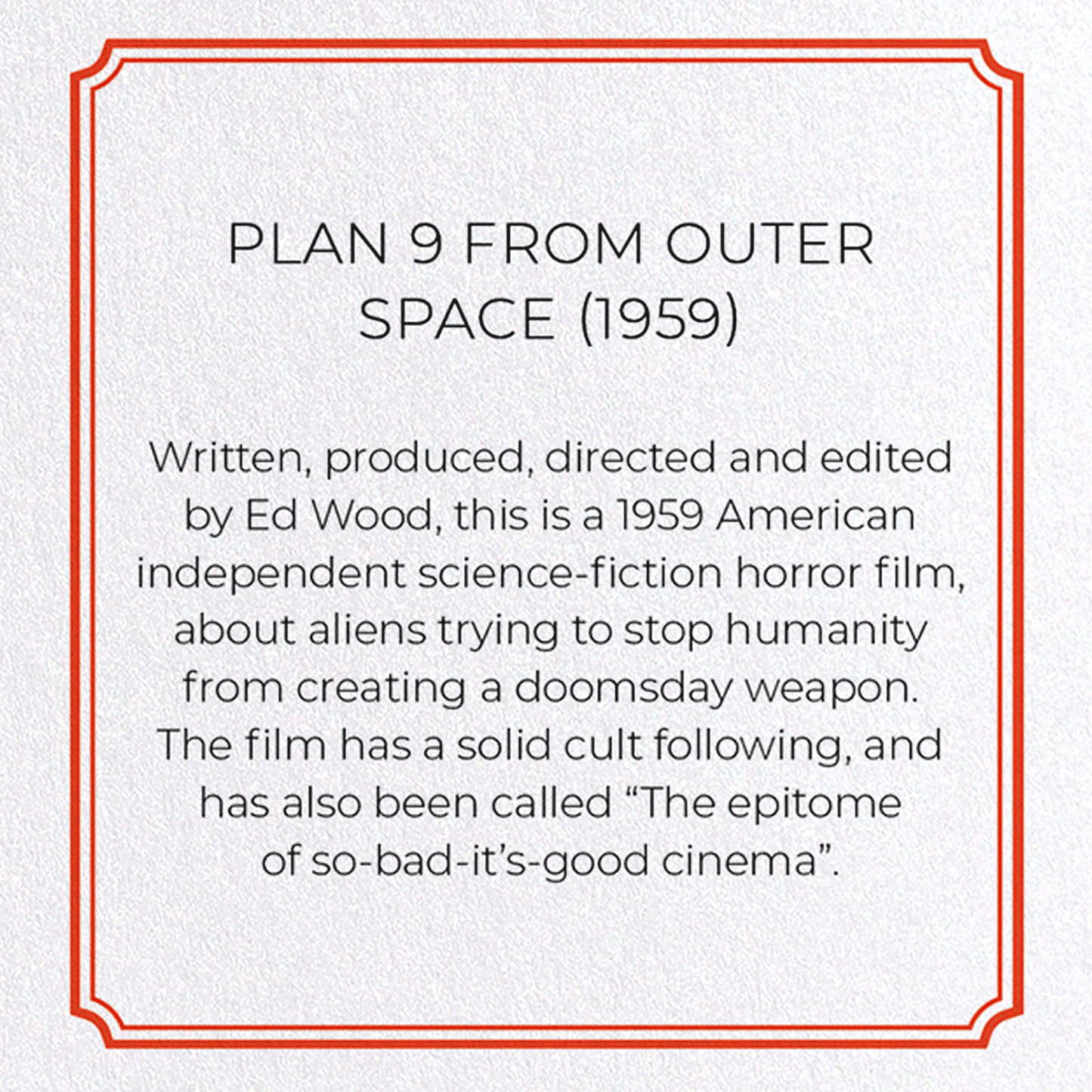 PLAN 9 FROM OUTER SPACE (1959): Poster Greeting Card