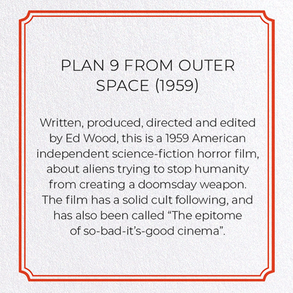 PLAN 9 FROM OUTER SPACE (1959): Poster Greeting Card