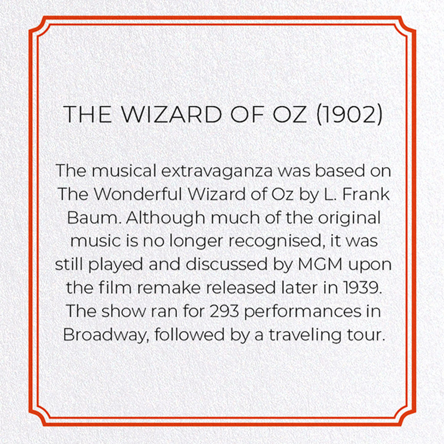 THE WIZARD OF OZ (1902): Poster Greeting Card