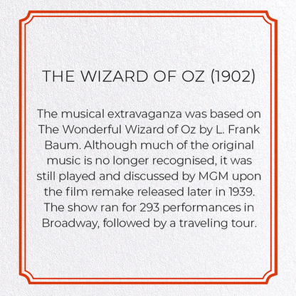 THE WIZARD OF OZ (1902): Poster Greeting Card