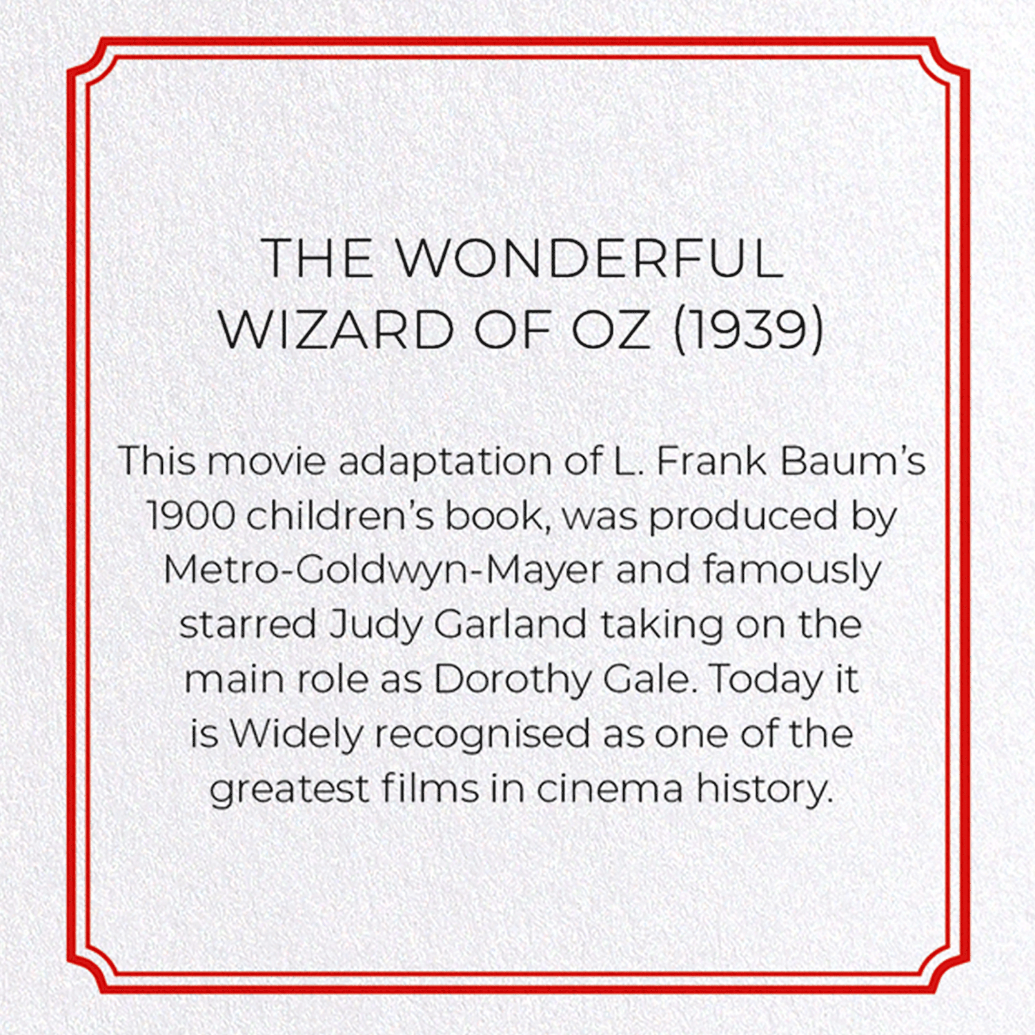 THE WONDERFUL WIZARD OF OZ (1939): Poster Greeting Card